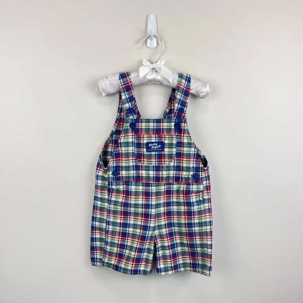 Vintage OshKosh B'gosh Plaid Shortalls 24 Months USA